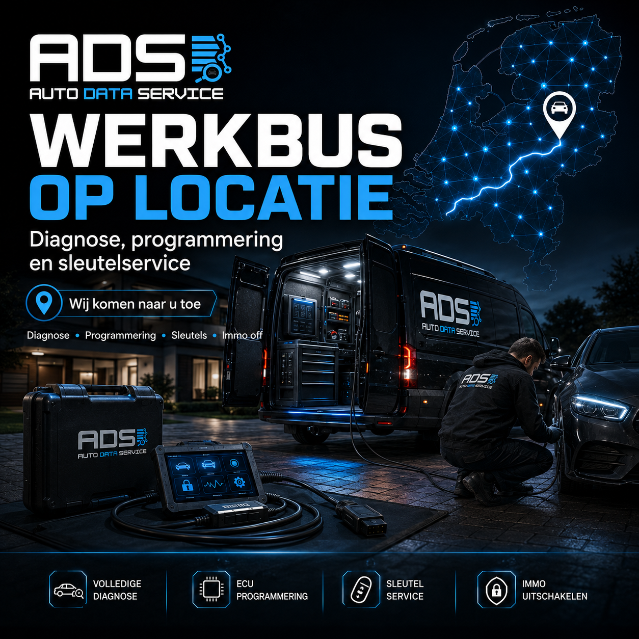 Werkbus Rek Autodata Service Nederland — autosleutels, ECU, BCM, diagnose & servicebus